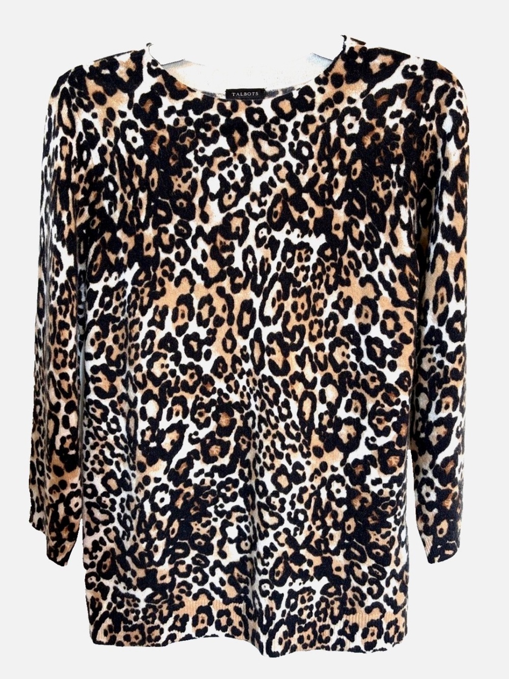 Talbots 100% Cashmere Leopard Print Sweater Medium Animal Print
